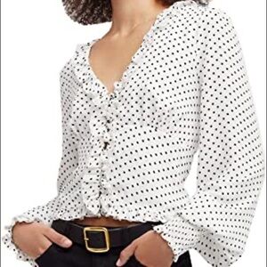 Black and White Polka Dot Blouse Size Small